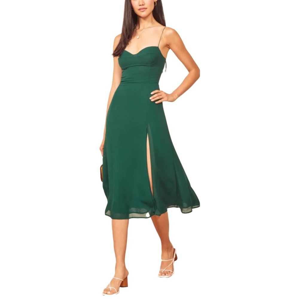 Reformation Emerald Green Juliette Midi Dress